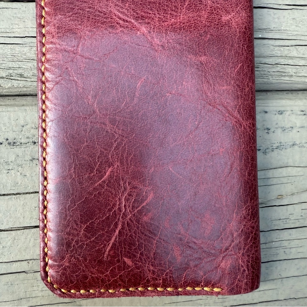 Long Leather Wallet in Burgundy - Picture 7 of 13